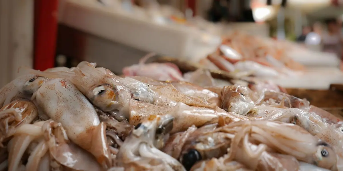 Gros plan sur des chipirons frais dans une poêle, persil et citron, ambiance cuisine basque.